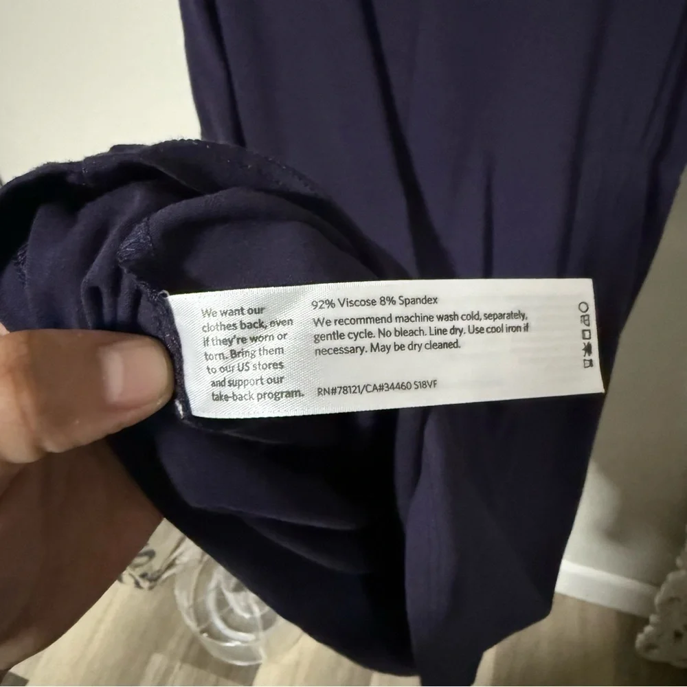 Eileen Fisher Asymmetrical Dress Short Sleeve Purple Size Medium - Picture 9 of 10